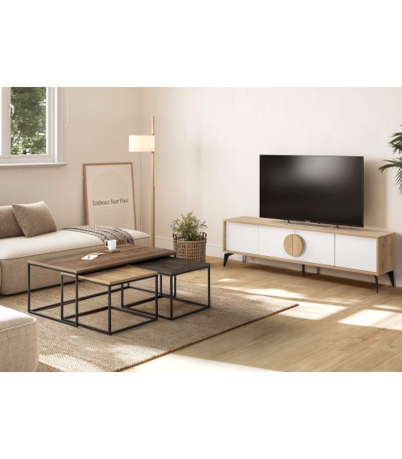 Mesa de centro 1 grande y 2 pequeñas estilo industrial