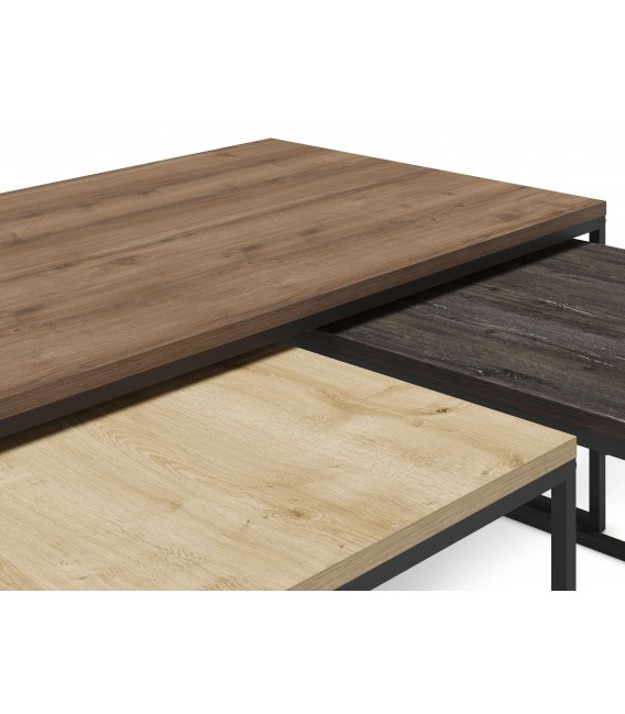 Mesa de centro 1 grande y 2 pequeñas estilo industrial