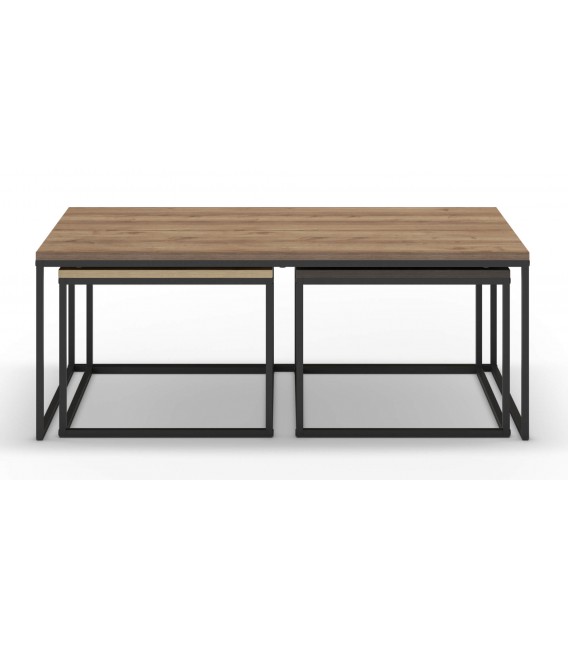 Mesa de centro 1 grande y 2 pequeñas estilo industrial