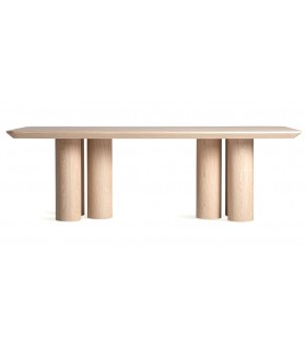 Mesa de comedor rectangular grande madera de roble natural mdmhogar