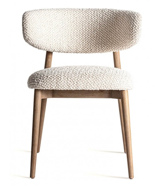 Silla de comedor cómoda madera fresno tela de nudos blanca y marrón mdmhogar