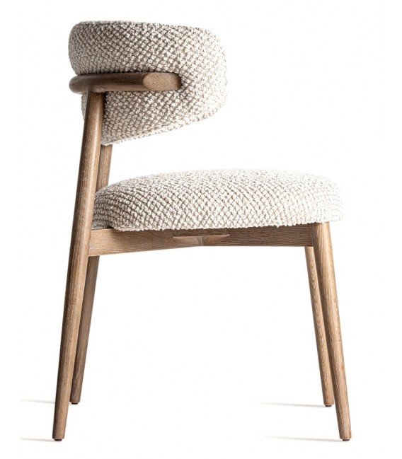 Silla de comedor cómoda madera fresno tela de nudos blanca y marrón mdmhogar