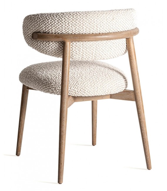 Silla de comedor cómoda madera fresno tela de nudos blanca y marrón mdmhogar