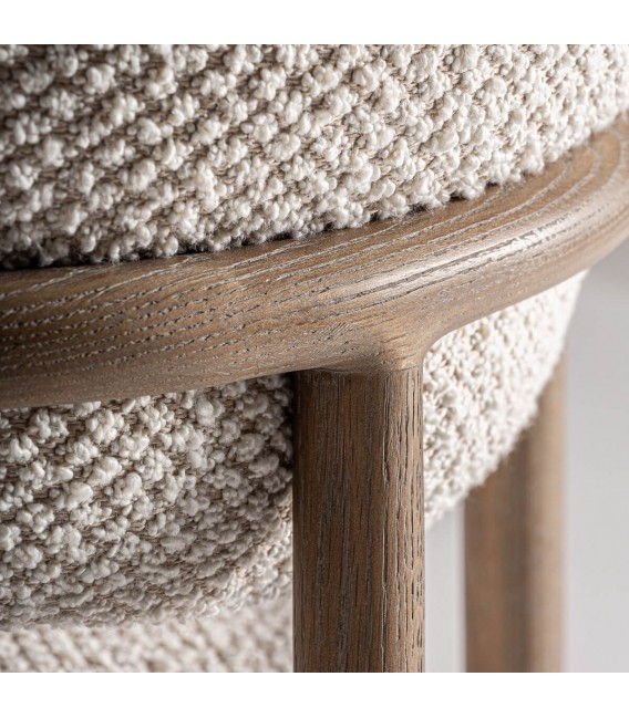 Silla de comedor cómoda madera fresno tela de nudos blanca y marrón mdmhogar