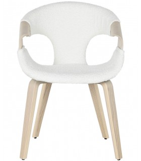 Silla de comedor cómoda fresno natural tela boucle blanca mdmhogar