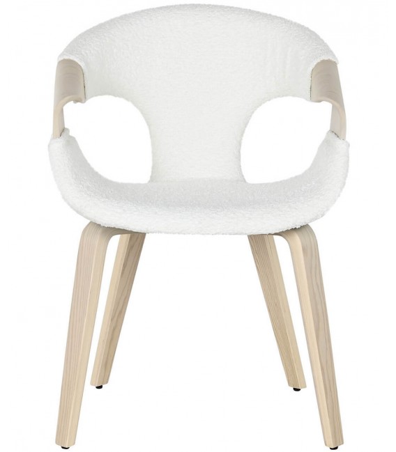 Silla de comedor cómoda fresno natural tela boucle blanca mdmhogar