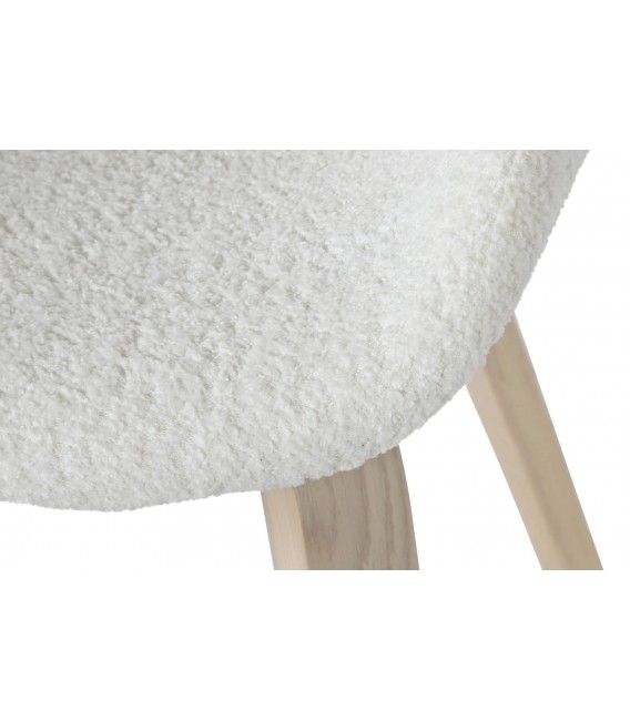 Silla de comedor cómoda fresno natural tela boucle blanca mdmhogar