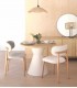 Silla de comedor cómoda roble natural chenilla beige mdmhogar