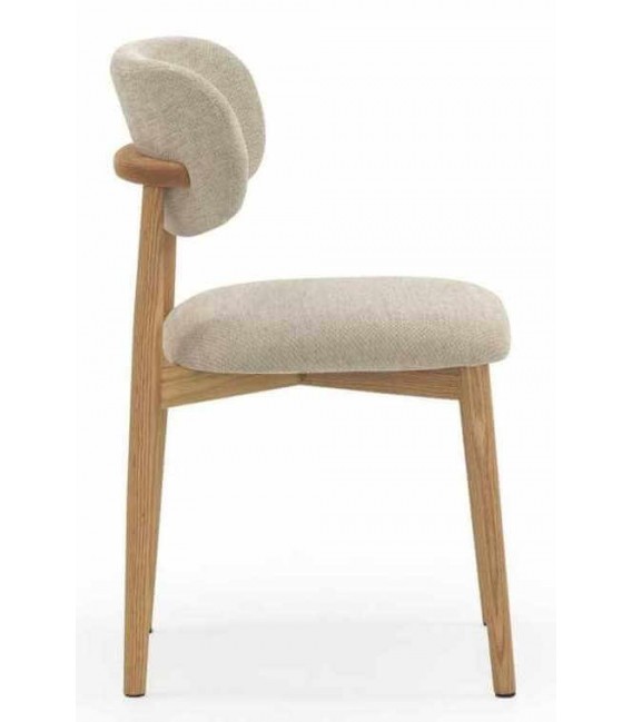 Silla de comedor cómoda roble natural chenilla beige mdmhogar