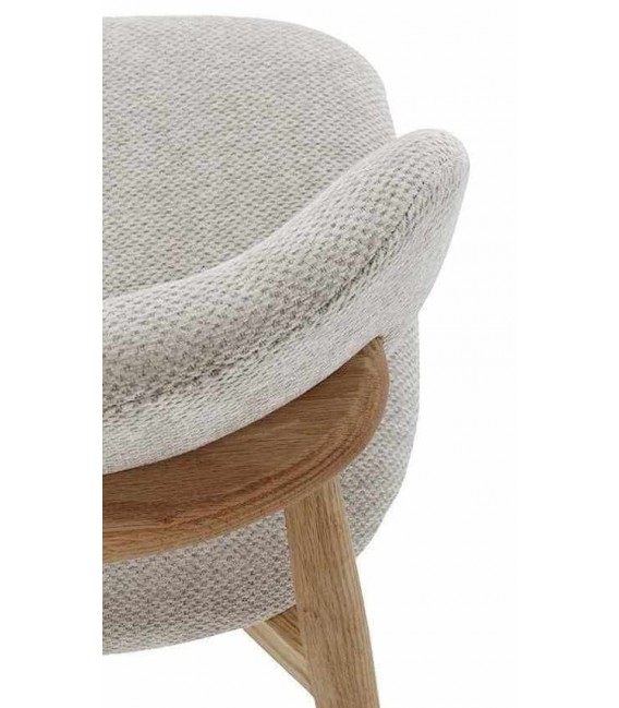 Silla de comedor cómoda roble natural chenilla beige mdmhogar