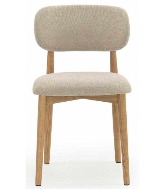 Silla de comedor cómoda roble natural chenilla beige mdmhogar
