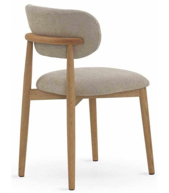Silla de comedor cómoda roble natural chenilla beige mdmhogar