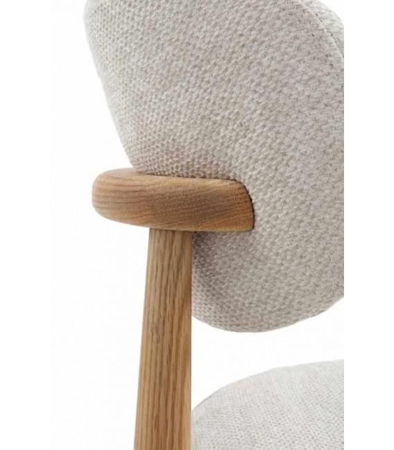 Silla de comedor cómoda roble natural chenilla beige mdmhogar