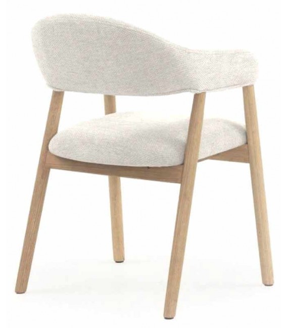 Sillón de comedor cómodo roble natural chenilla blanca mdmhogar