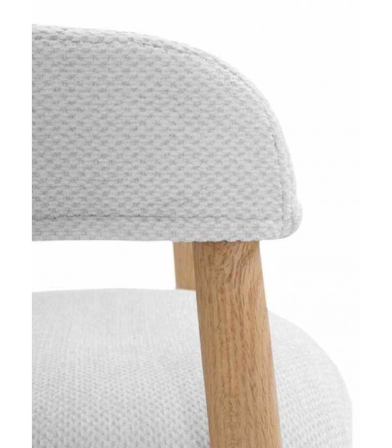 Sillón de comedor cómodo roble natural chenilla blanca mdmhogar