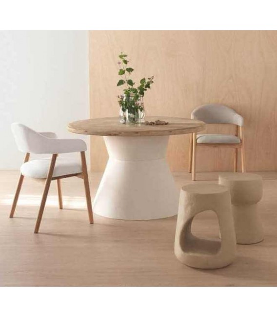 SILLON DE COMEDOR 55 X 55 X 80 LUCILA MADERA NATURAL TEXTIL BLANCO