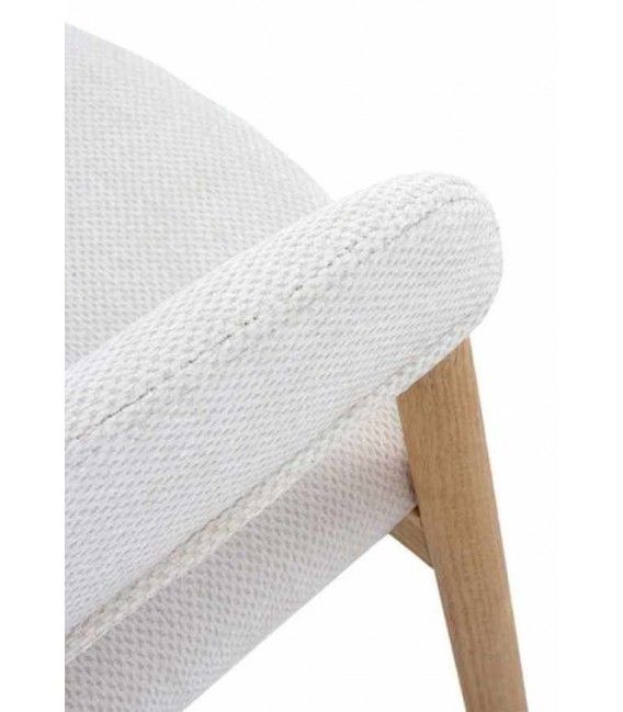 Sillón de comedor cómodo roble natural chenilla blanca mdmhogar