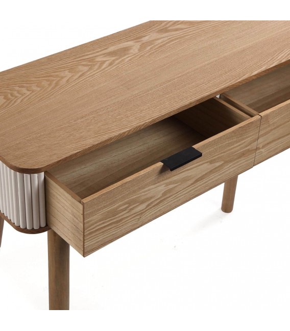 Consola de entrada madera natural con laca blanca mdmhogar