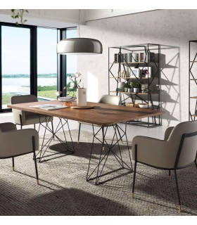 Mesa comedor rectangular grande de diseño industrial mdmhogar