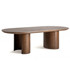 Mesa de comedor ovalada muy grande roble tostado mdmhogar