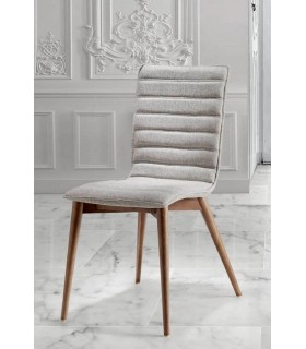 Silla de diseño moderno tela color gris patas de madera nogal mdmhogar
