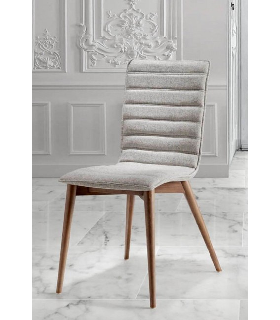Silla de diseño moderno tela color gris patas de madera nogal mdmhogar