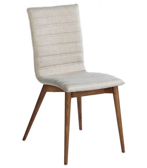 Silla de diseño moderno tela color gris patas de madera nogal mdmhogar