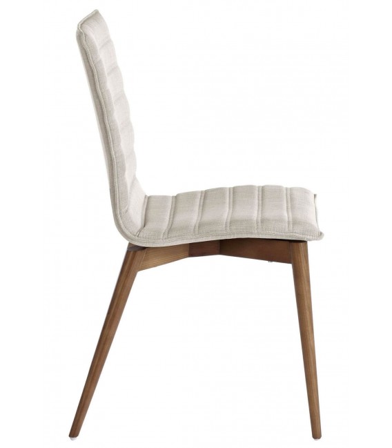 Silla de diseño moderno tela color gris patas de madera nogal mdmhogar