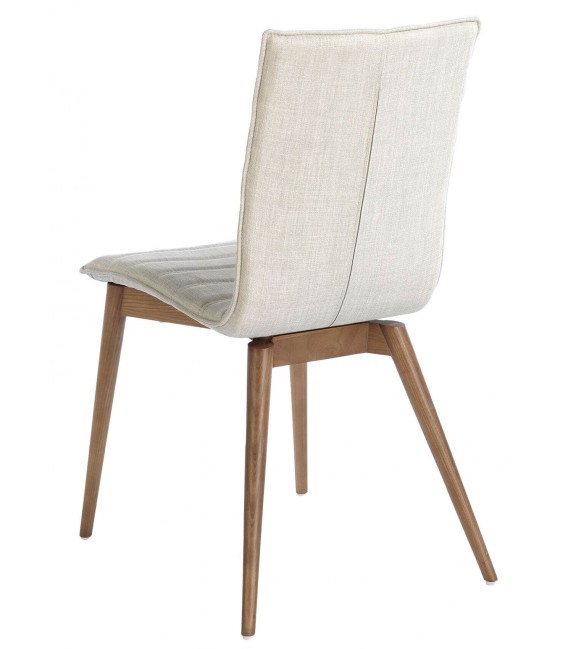 Silla de diseño moderno tela color gris patas de madera nogal mdmhogar