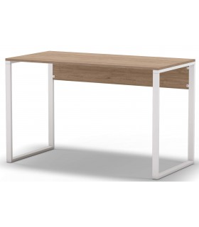 Mesa escritorio melamina imitación roble natural y metal blanco mdmhogar