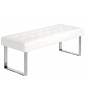 Banqueta diseño moderno tapizada en polipiel color blanco mdmhogar