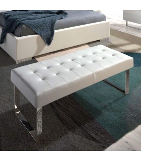 Banqueta diseño moderno tapizada en polipiel color blanco