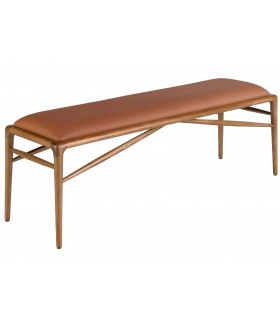 Banqueta tapizada en polipiel marrón mdmhogar