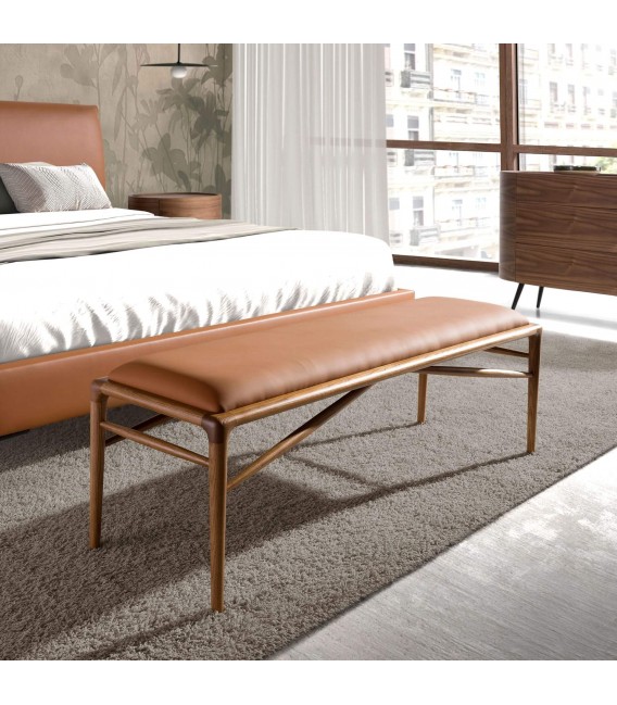 Banqueta tapizada en polipiel marrón mdmhogar