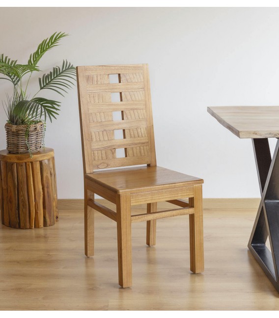 Silla de estilo colonial madera de mindi natural mdmhogar