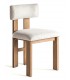 Silla de comedor cómoda fresno natural tela chenilla blanco roto mdmhogar