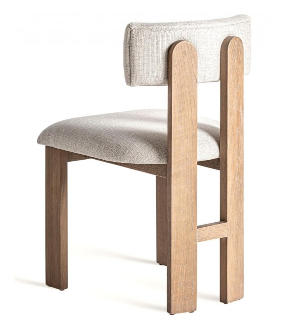 Silla de comedor cómoda fresno natural tela chenilla blanco roto mdmhogar