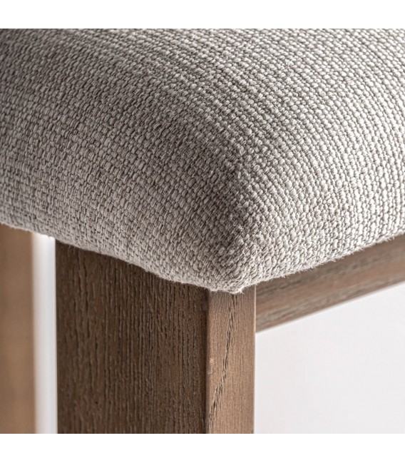 Silla de comedor cómoda fresno natural tela chenilla blanco roto mdmhogar