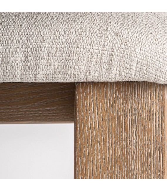 Silla de comedor cómoda fresno natural tela chenilla blanco roto mdmhogar