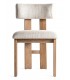 Silla de comedor cómoda fresno natural tela chenilla blanco roto mdmhogar