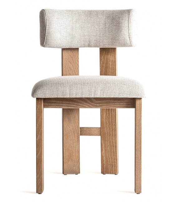 Silla de comedor cómoda fresno natural tela chenilla blanco roto mdmhogar