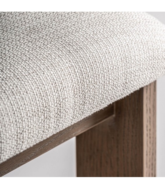 Silla de comedor cómoda fresno natural tela chenilla blanco roto mdmhogar