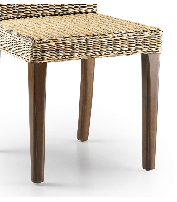 Silla de comedor patas caoba asiento y respaldo en ratán trenzado mdmhogar