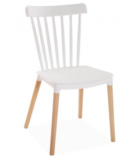 Silla comoda madera natural polipropileno blanco mdmhogar