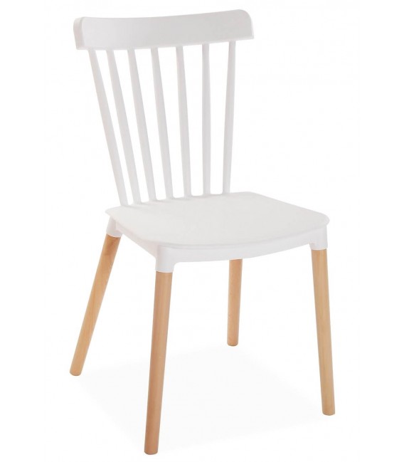 Silla comoda madera natural polipropileno blanco mdmhogar