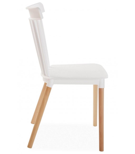 Silla comoda madera natural polipropileno blanco mdmhogar
