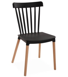 Silla comoda madera natural polipropileno negro mdmhogar