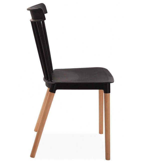 Silla comoda madera natural polipropileno negro mdmhogar