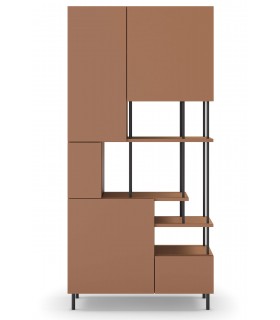 Librería estantería asimétrica terracota y metal negro mdmhogar