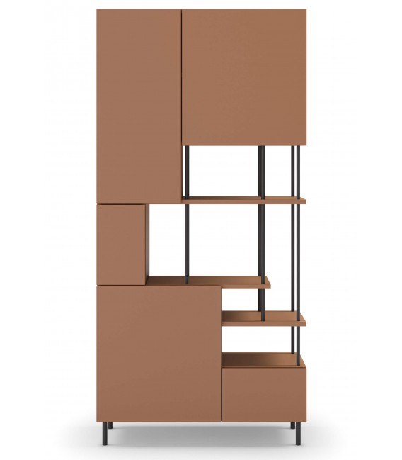 Librería estantería asimétrica terracota y metal negro mdmhogar